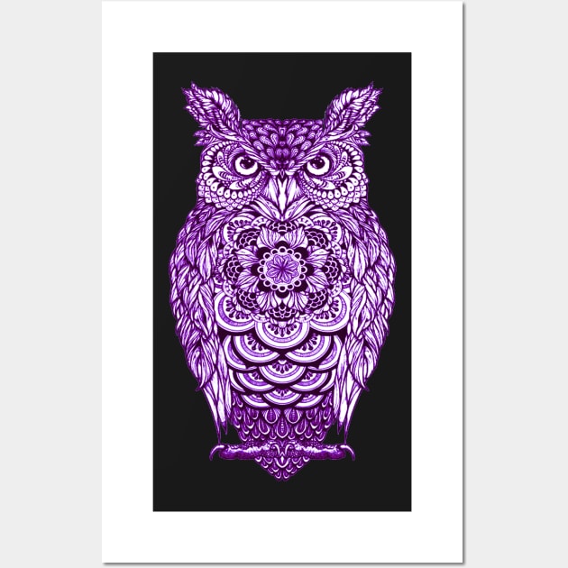 Purple Owl, Fun Bird Graphic For Owl Lovers Wall Art by Atteestude